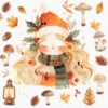 Fall Girl Clipart, Fall leaves and mushrooms clipart - Image 7