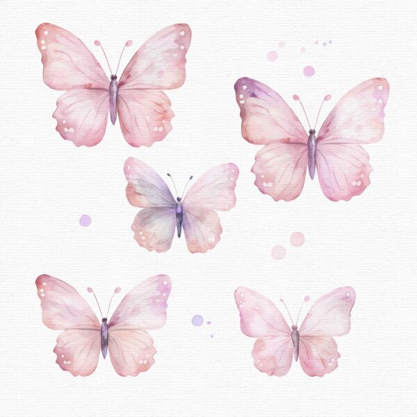 Pink Peonies and Butterflies Clipart - Image 5