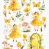 Fairy garden with yellow butterflies and flowers Clipart - Image 2