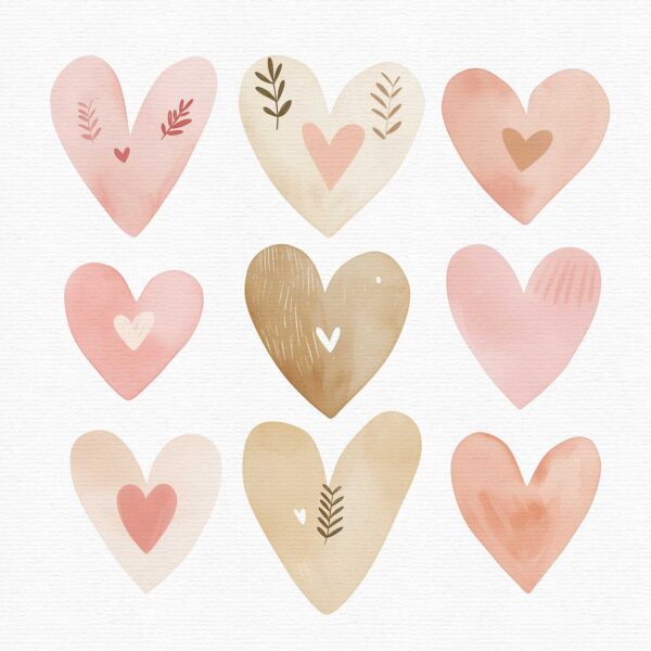 Watercolor Hearts Clipart, 62 png - Image 8