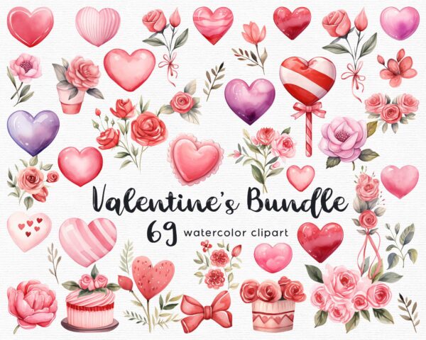 Valentines Clipart, 69 png files