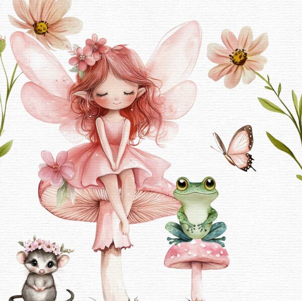 Pink Fairy Garden Clipart Butterfly Clipart - Image 3