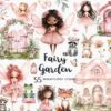 Pink Fairy Garden Clipart Butterfly Clipart