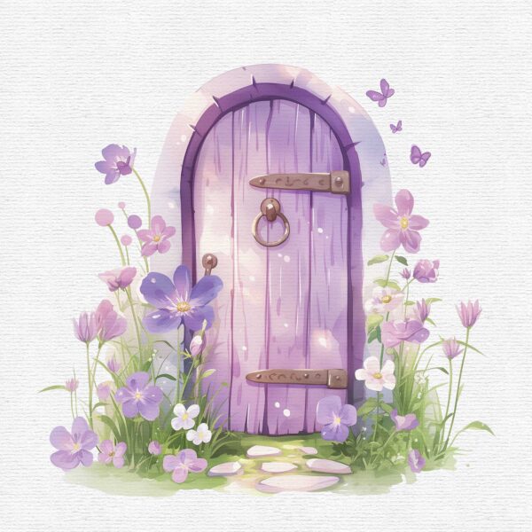 Purple Fairy Door Clipart, Fairy Garden - Image 3