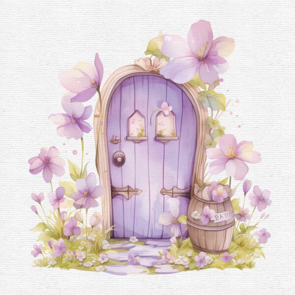 Purple Fairy Door Clipart, Fairy Garden - Image 4