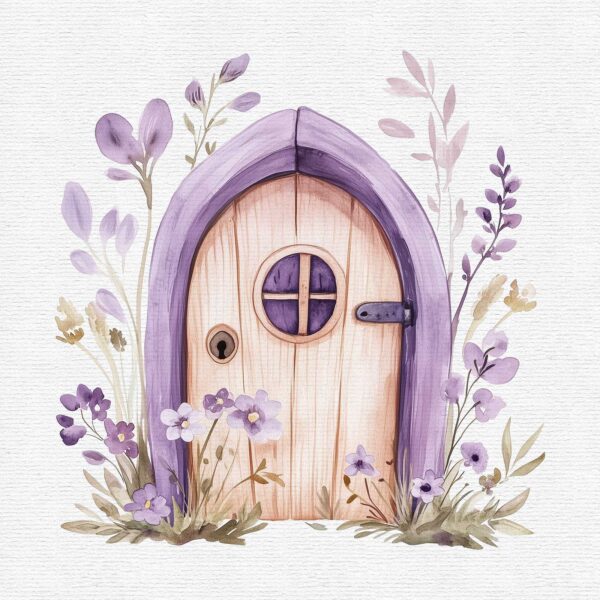 Purple Fairy Door Clipart, Fairy Garden - Image 5