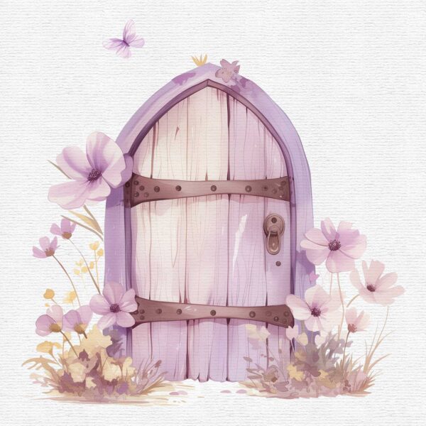 Purple Fairy Door Clipart, Fairy Garden - Image 9