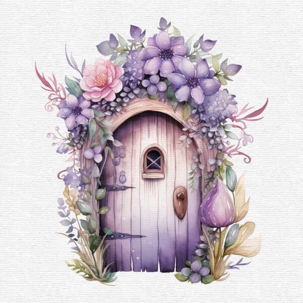 Purple Fairy Door Clipart, Fairy Garden - Image 6