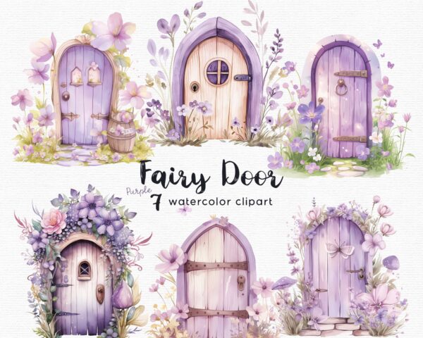 Purple Fairy Door Clipart, Fairy Garden