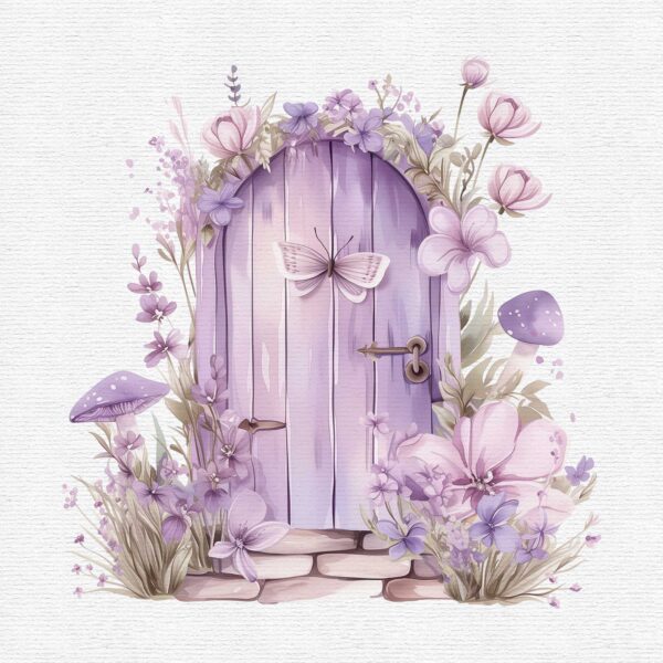 Purple Fairy Door Clipart, Fairy Garden - Image 7