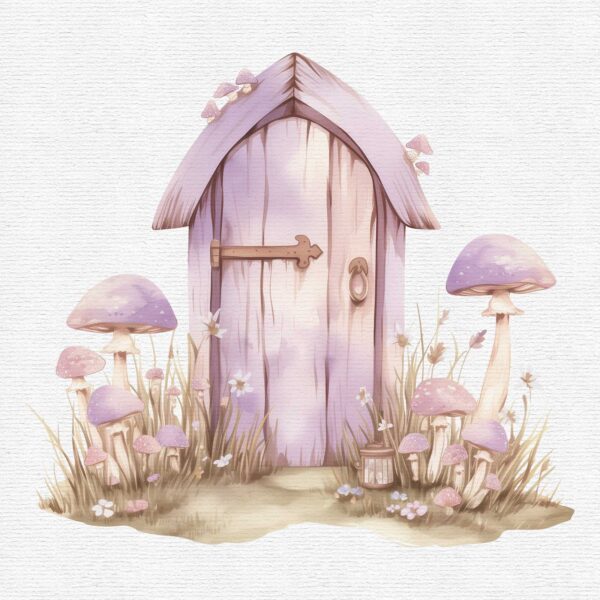 Purple Fairy Door Clipart, Fairy Garden - Image 8