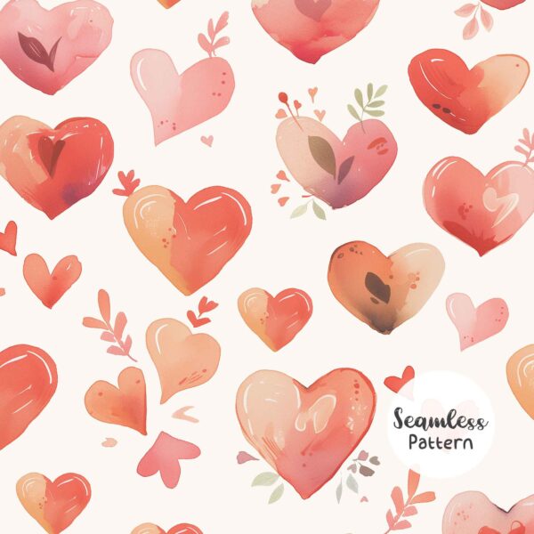 Heart seamless pattern, Valentines Day, Repeating Pattern