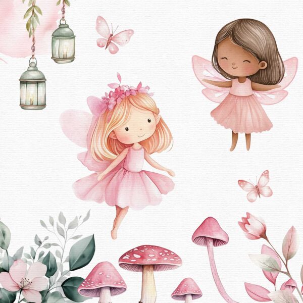 Pink Fairy Garden Clipart with lovely Unicorn - Image 7