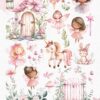 Pink Fairy Garden Clipart with lovely Unicorn - Image 2