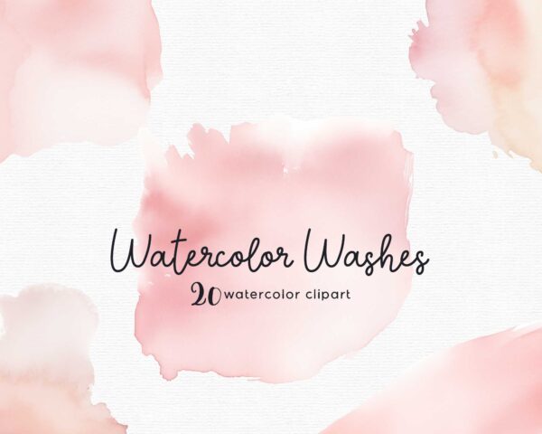 Watercolor Pink Washes Clipart