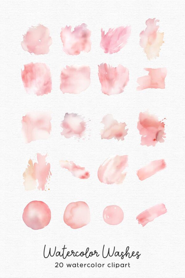 Watercolor Pink Washes Clipart - Image 3