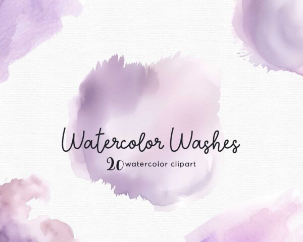 Watercolor Purple Washes Clipart