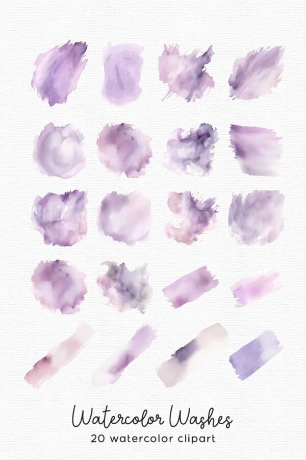 Watercolor Purple Washes Clipart - Image 3