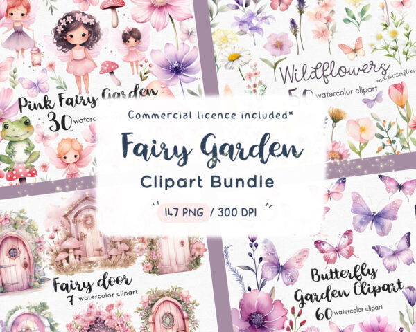 Pink Fairy Clipart Bundle