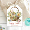 Editable easter basket tag with floral design