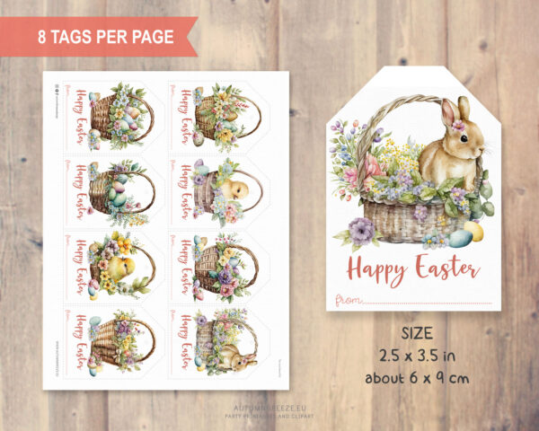 Printable Easter tags, set of 8 ready to print tags - Image 2