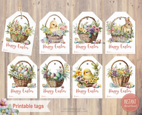 Printable Easter tags, set of 8 ready to print tags