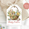 Printable easter basket tag with floral design