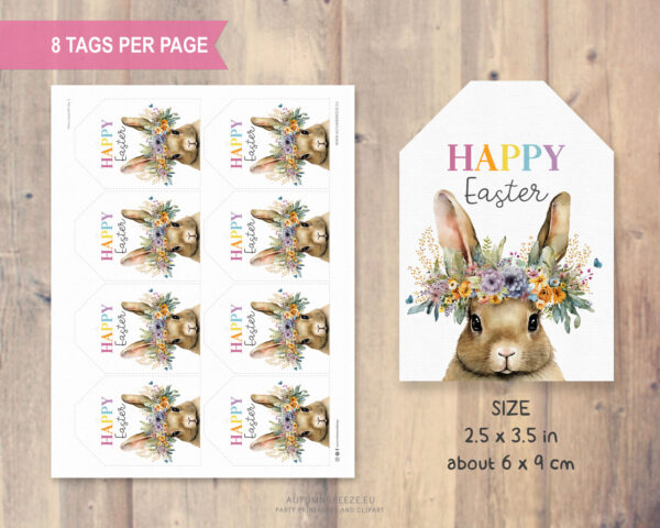 Printable Easter tag with bunny - Image 2