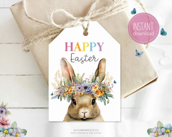 Printable Easter tag with bunny