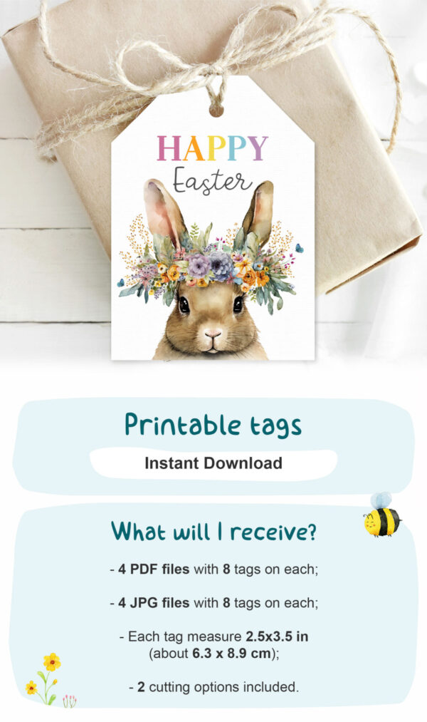 Printable Easter tag with bunny - Image 3