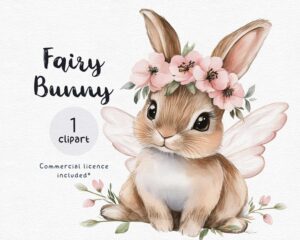 Fairy Bunny Clipart with wings – Magical Bunny PNG