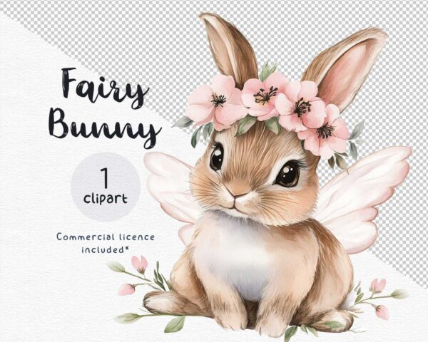 Fairy Bunny Clipart with wings – Magical Bunny PNG