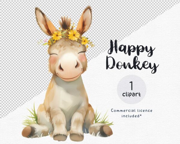 Happy Donkey Clipart - Image 3