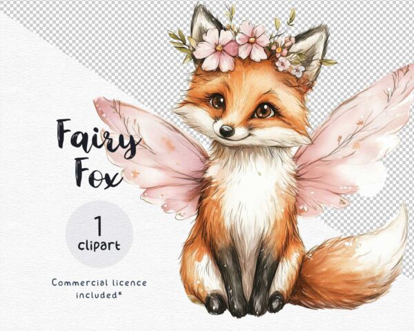 Fox with fairy wings clipart - Image 2