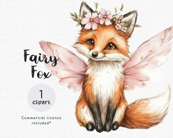 Fox with fairy wings clipart