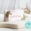 Editable horse-themed tent cards for girls’ birthday party – printable design for labeling food, favors, or place settings.