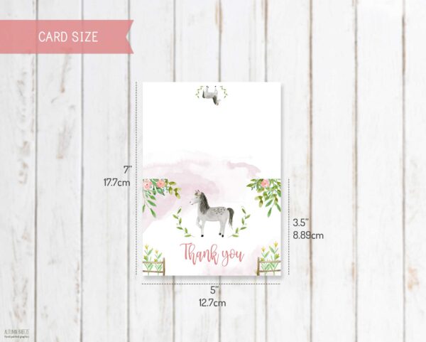 Printable Horse Thank You Card – Hand Painted for Girls’ Party - Image 2