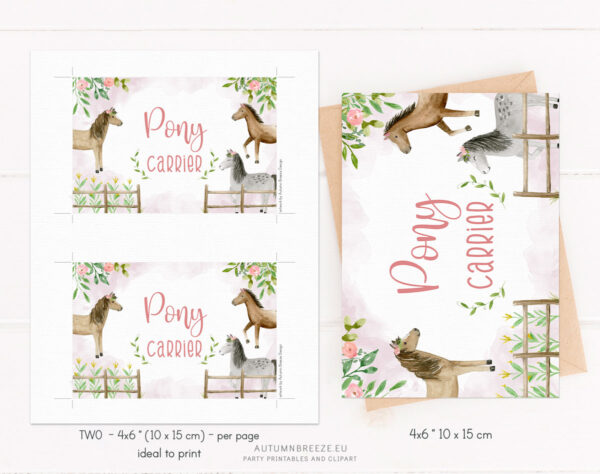 Pony Party Favor Box Label – Printable Tag for Girls’ Birthday - Image 2