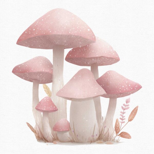 a lovely pink mushroom clipart, part of a fairy clipart set.