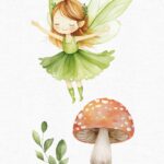 A beautiful green fairy with a woodland vibe, part of a free fairy clipart set